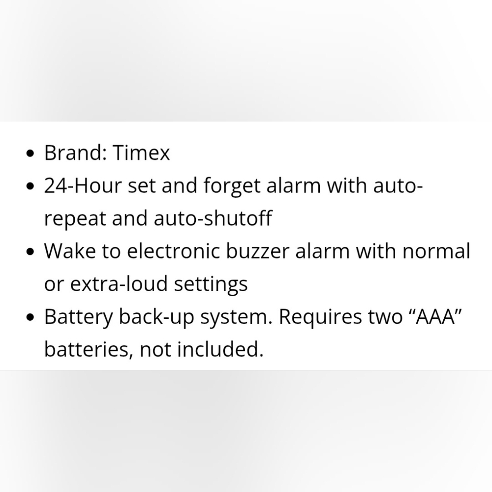 TIMEX DUAL ALARM CLOCK W/ 0.7″ RED DISPLAY & BATTERY BACKUP - T124B - Picture 6 of 6